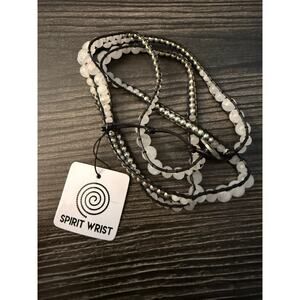 NWT Spirit Wrist White and Silver Beaded Wrap Bracelet